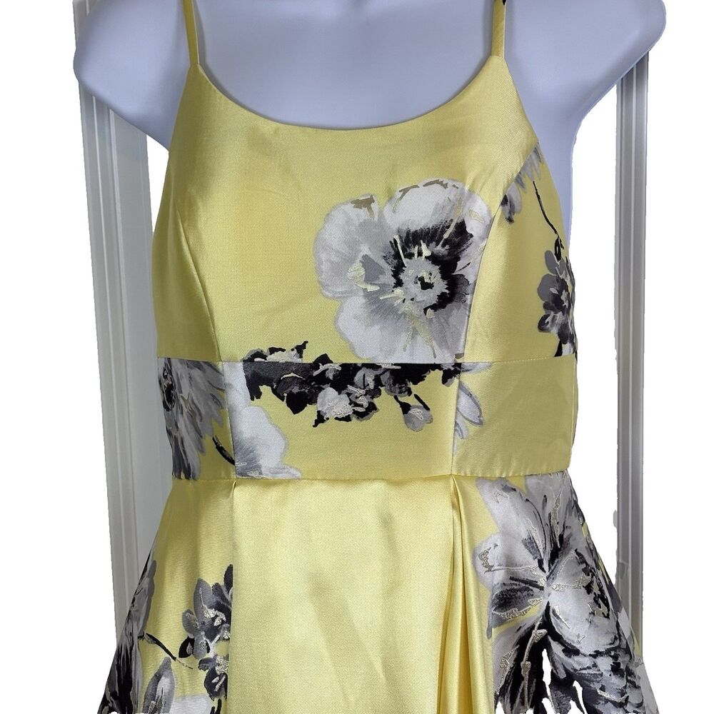 Speechless Yellow Floral High Low Dress Size 5 Spaghetti Strap Prom Formal Satin - Picture 8 of 16